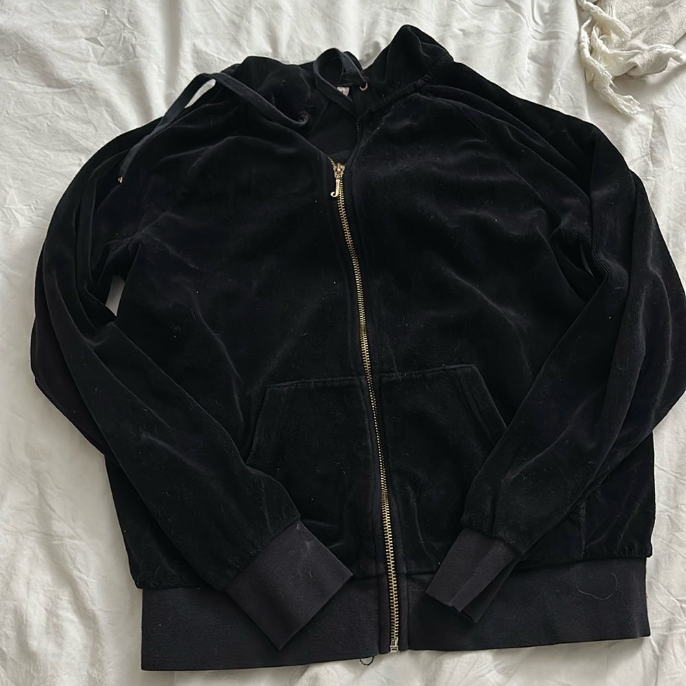 Authentic black velvet juicy zip up